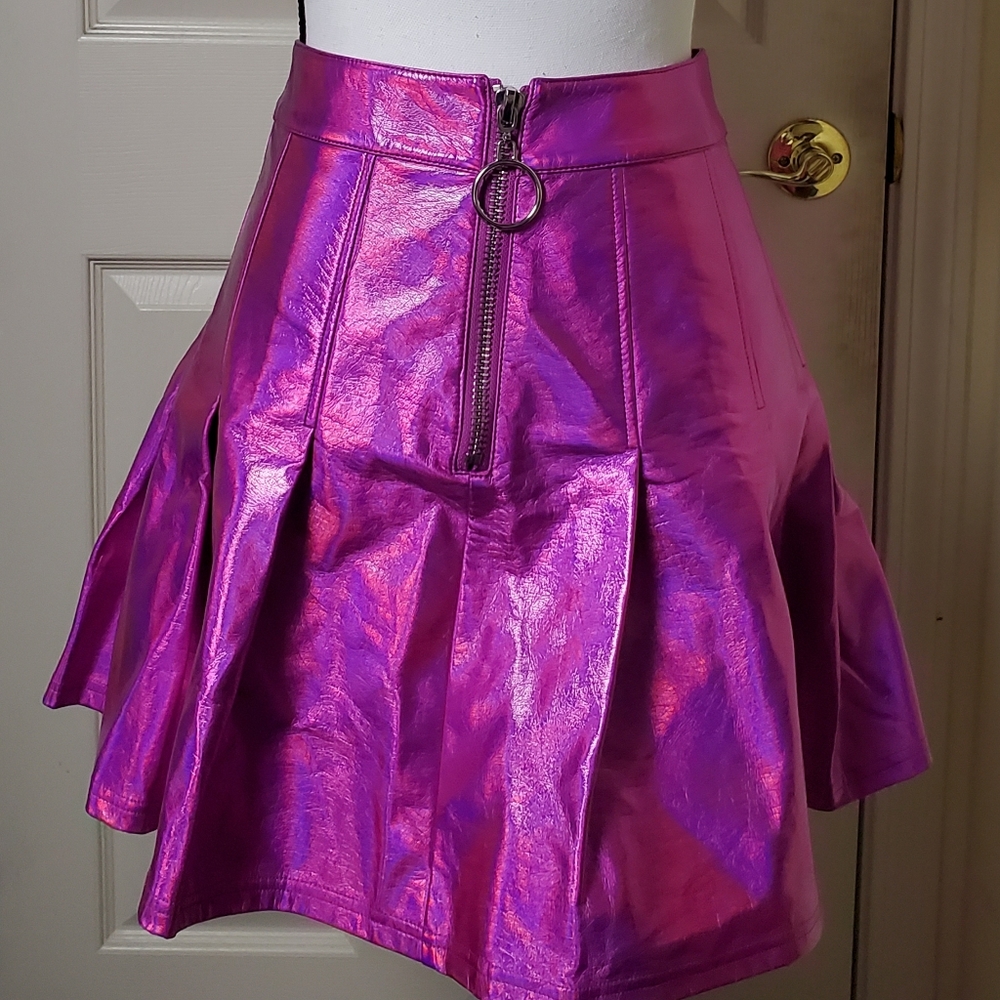 Rave Wear Fuschia Pink Holographic Skirt